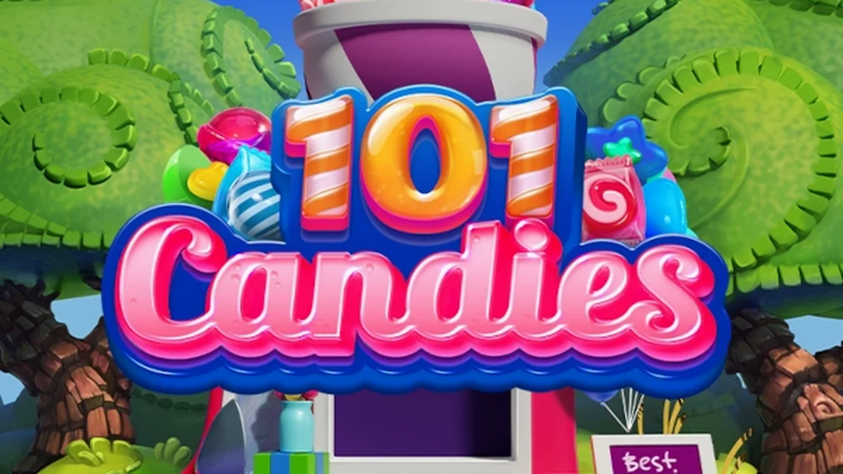 Makulay na disenyo ng 101 Candies slot na may mga kendi at 7x7 grid