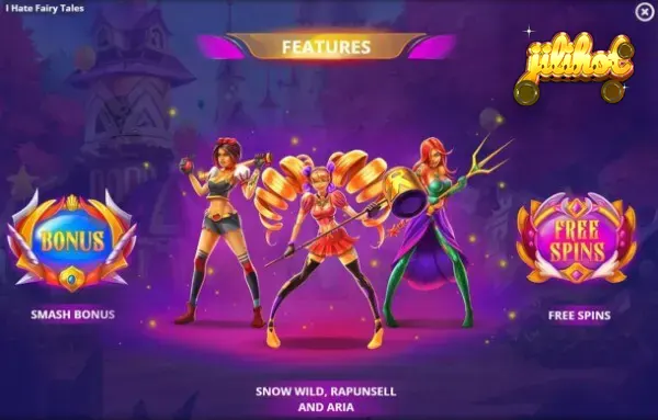 I Hate Fairytales slot game interface na may kakaibang fairytale characters